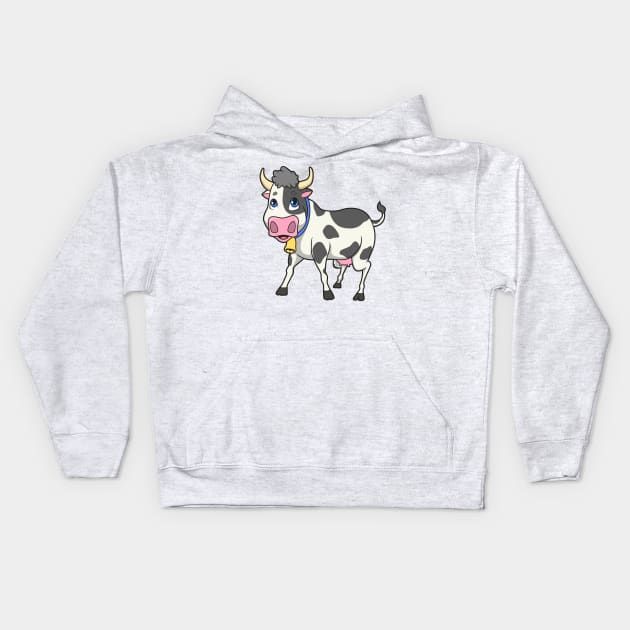 Kawaii cow Kids Hoodie by Modern Medieval Design